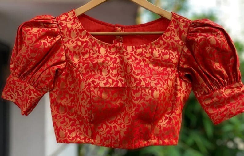 Women’s Handmade Round Neck Made to Order Back Open Blouse, Non Padded Saree Bl
