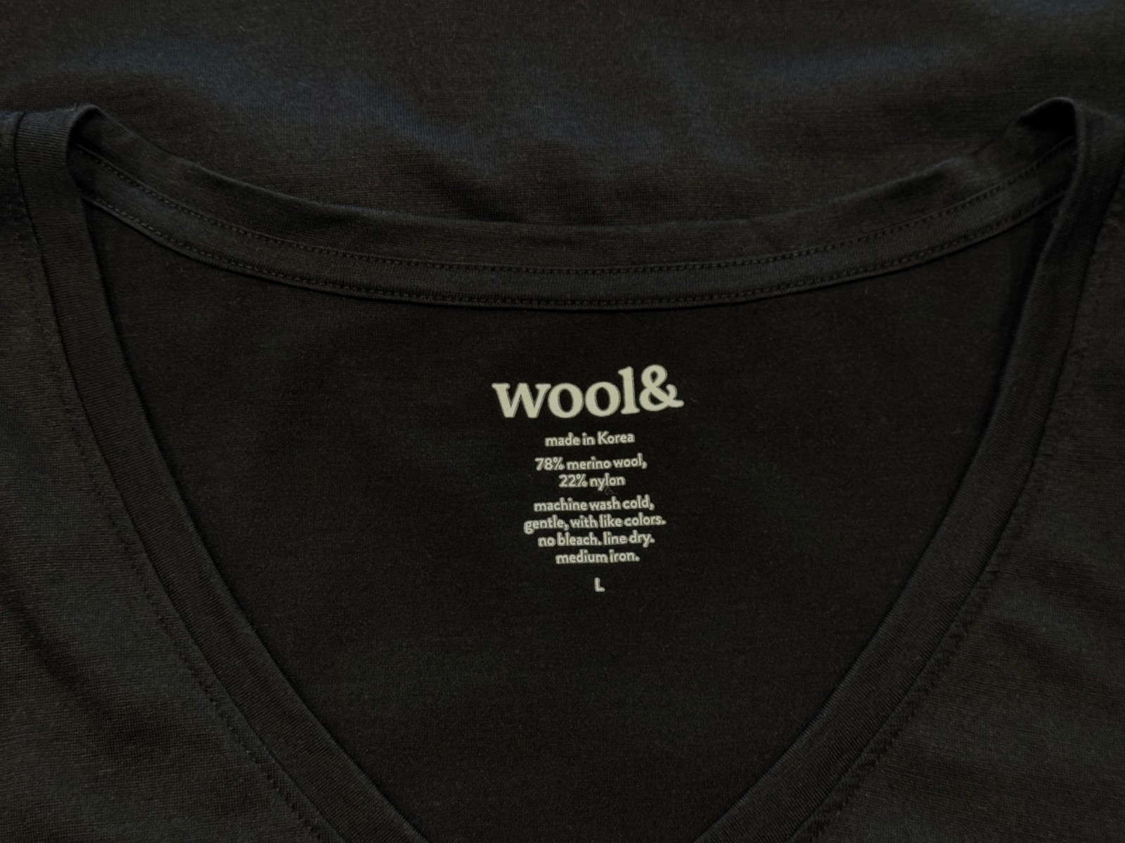 New WOOL& Morgan V-Neck Tee, Black L
