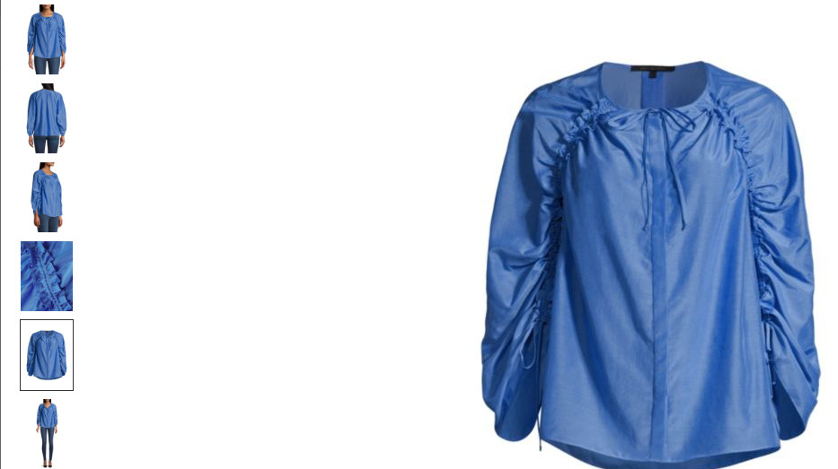 Ruffle Ruched Blouse by Kobi Halperin made of sil and cotton, blue woman US M-L