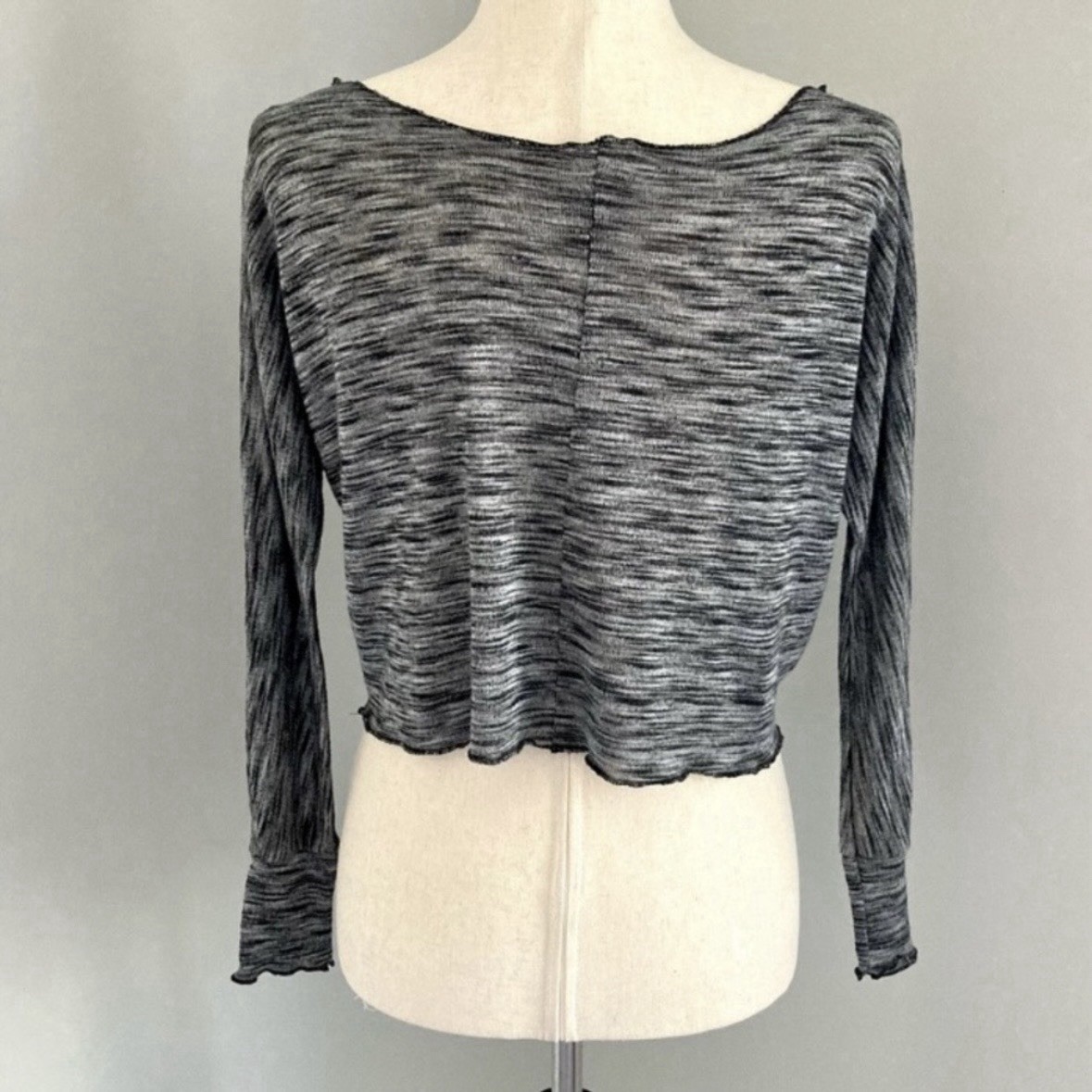 L.A. Hearts XS Heathered Gray Black Scoop Neck Dolman Long Sleeve Knit Top