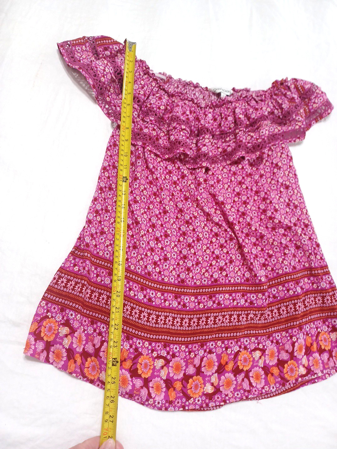 Davi&Dani Womens Pink Purple Floral Lace Off Shoulder Tank Top Sz L Pretty