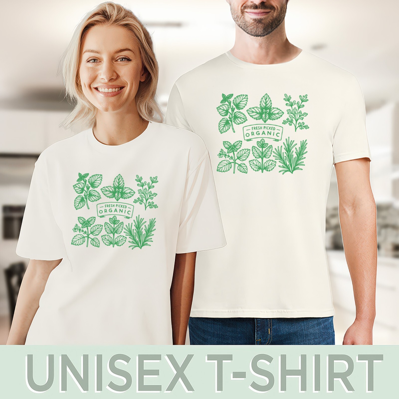 Organic Herb Plant T-Shirt Garden Lover Tee Botanical Nature Shirt