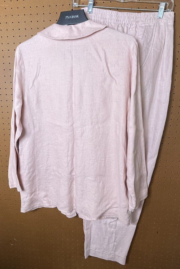 Spiegel Women’s Linen Light Pink Top Jacket & Pants Size 14 EUC Beautiful