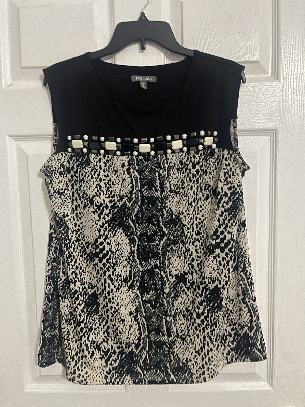 Roz & Ali Women’s Pullovr Tank/Shell/Top Size 1X Black/Ivory