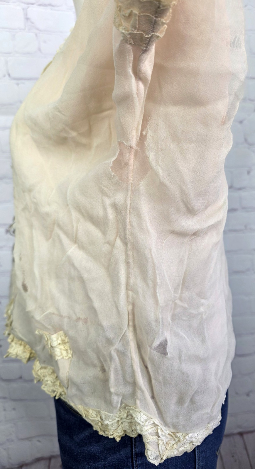 Antique 20’s H. Liebes & Co. Blouse Bed Jacket Shabby Chic Silk Boho Romantic L