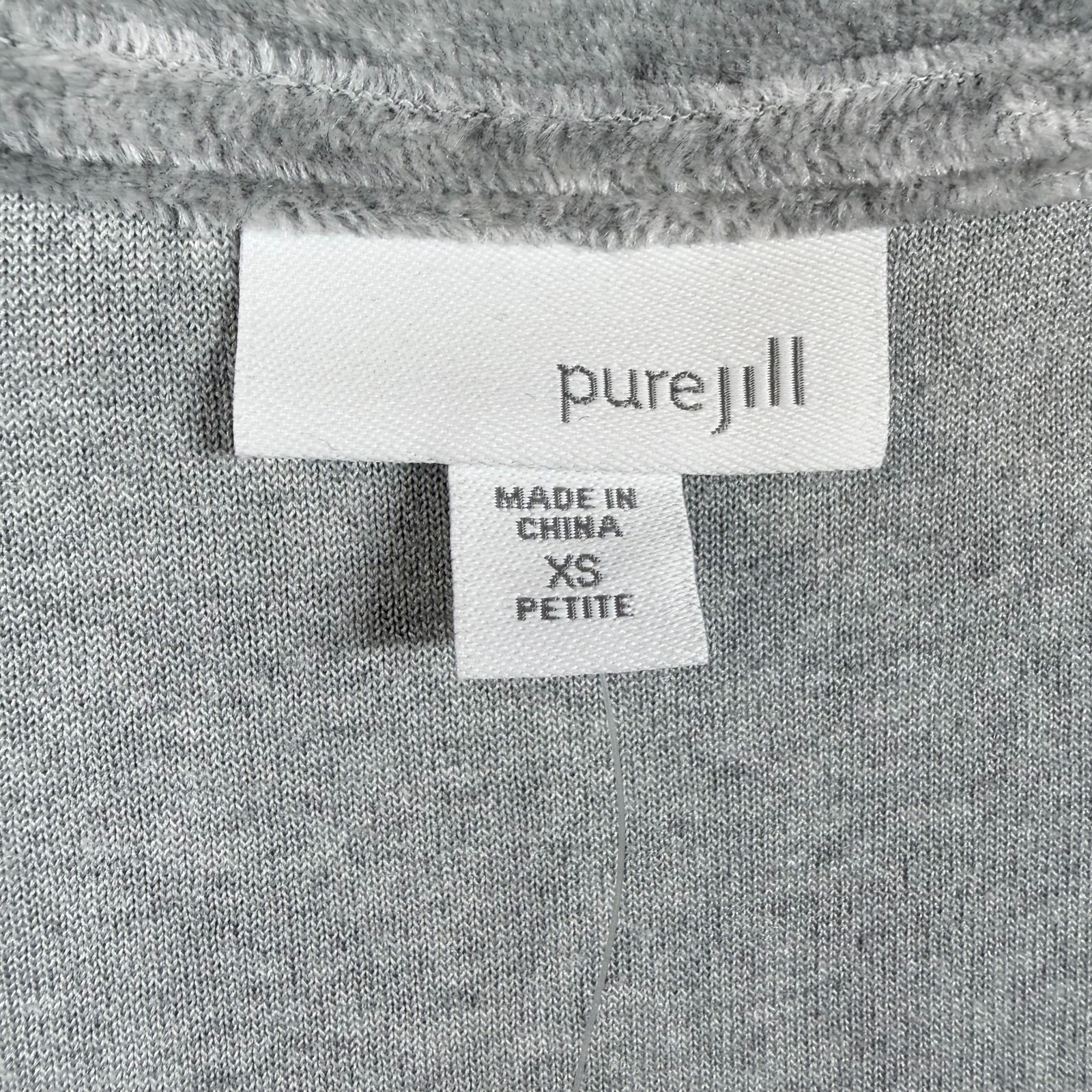 Pure Jill Gray Velour V-Neck Tunic Top Pima Cotton Modal Blend XS petite Loose