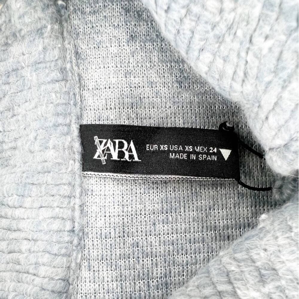 NEW Zara Oversized Ribbed Shirt Jacket XS Gray Asymmetrical Hem Shacket