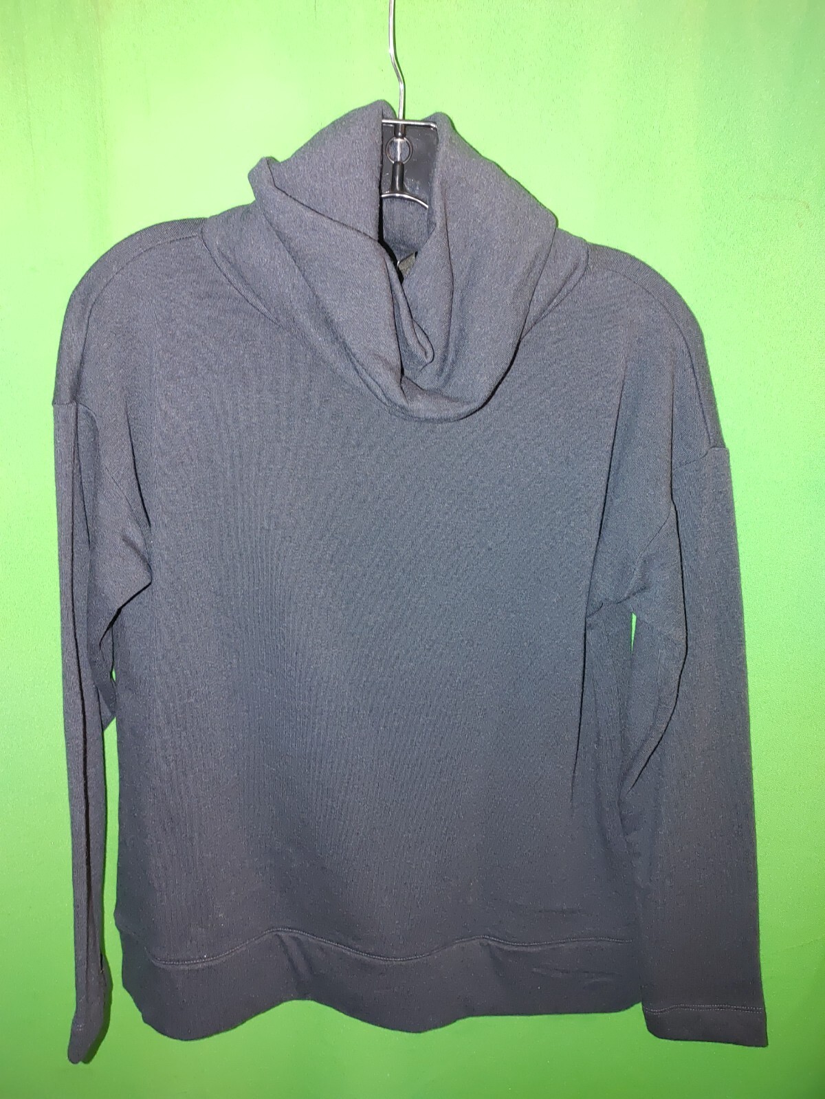 5010) NWOT TALBOTS petite small black sweatshirt knit top cowl neck new