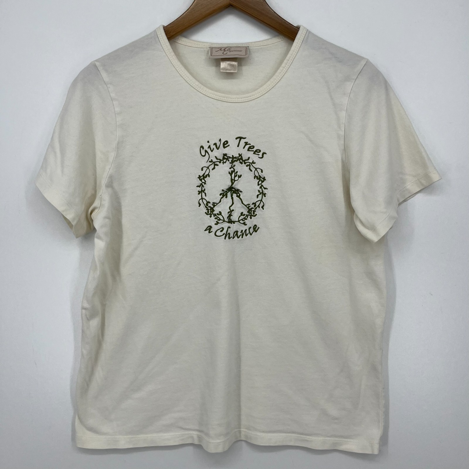 Give Trees a Chance Nature Hippie T-Shirt Women’s Size M White M&C Sportswear