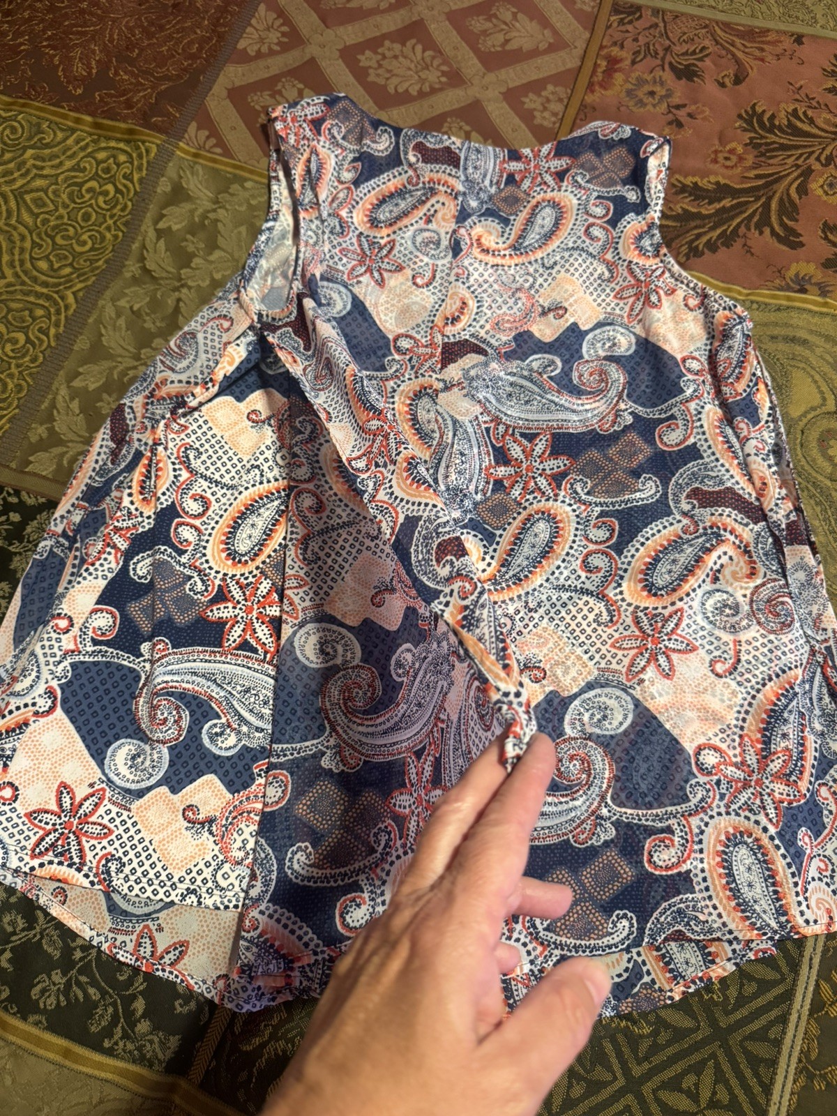 New Directions Blouse Woman’s Bandana Canyon Sleeveless Paisley Layered Large