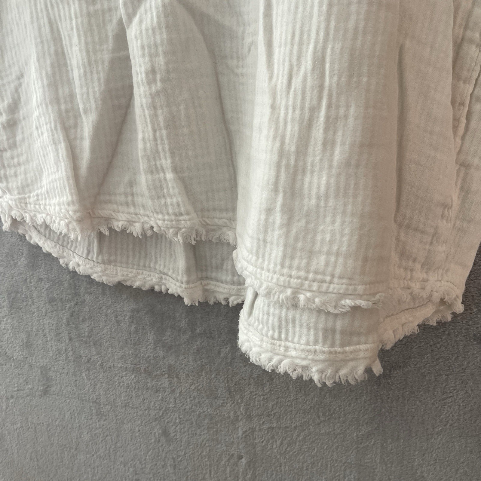 Altar’d State Sleeveless White Tank Shirt Frayed Raw Edge, Buttons,Size M, Boho