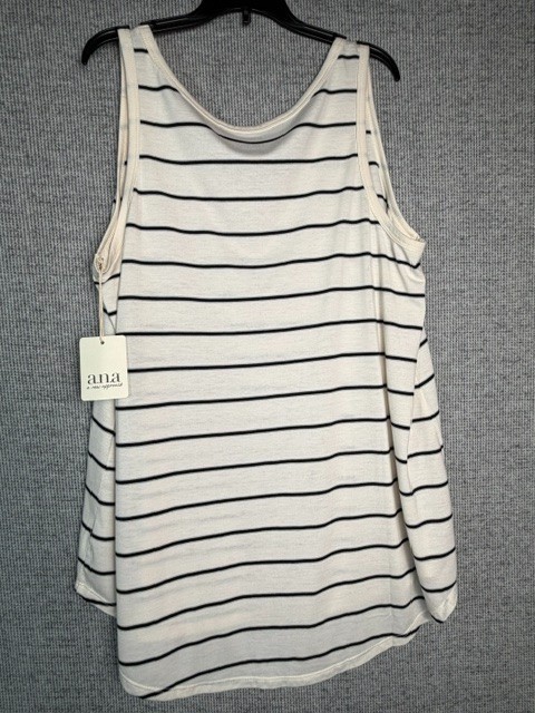 a.n.a A New Approach V-Neck Sleeveless Tank Top Women’s Size XL White Black NWT