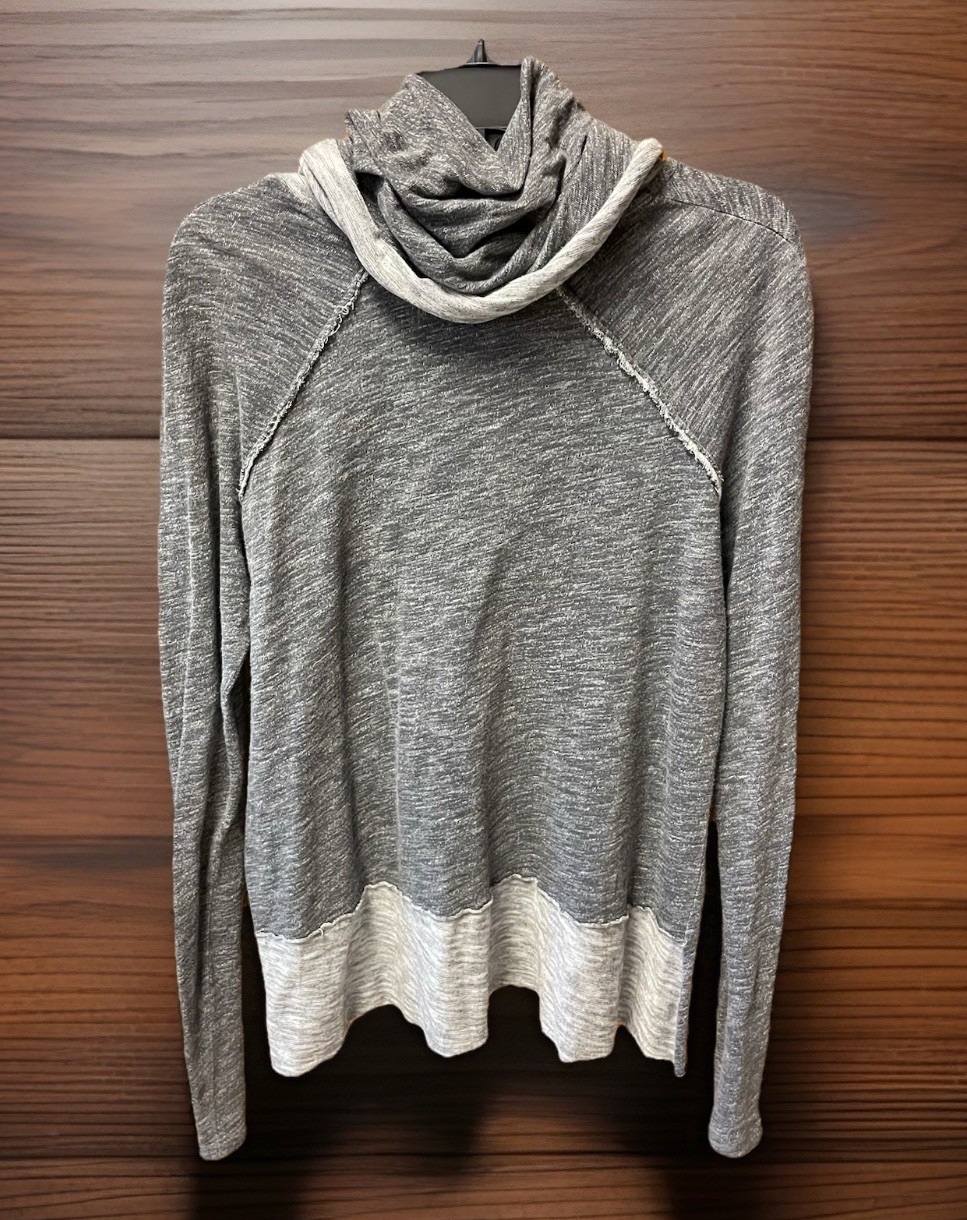 FP Free People Beach Cotton Cowl Funnel Neck Top Raw Hem XS/S 19” P-P Soft Hobo
