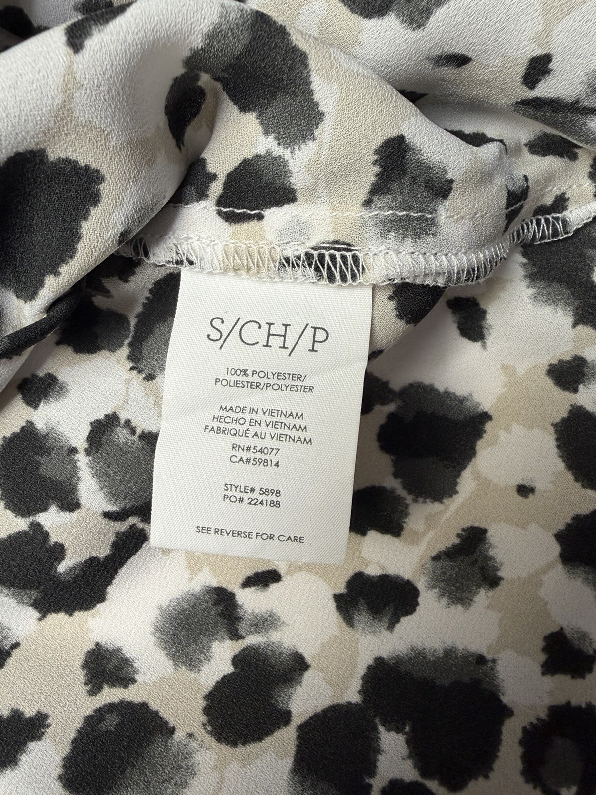 Cabi Blouse Women’s S Spotted Long Sleeve Cream White Black Gray