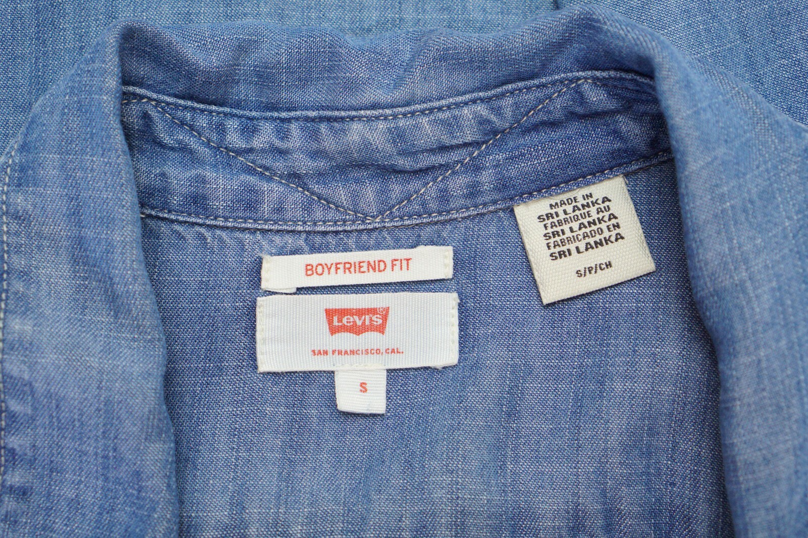 Woman Levi’S Casual Shirt Boyfriend Fit Cotton Blue S MJA774