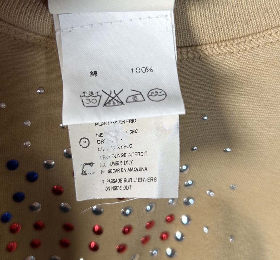 VTG Y2K Plein Sud Jeans Studded Heart Asymmetrical Beige Long Sleeve Top 6
