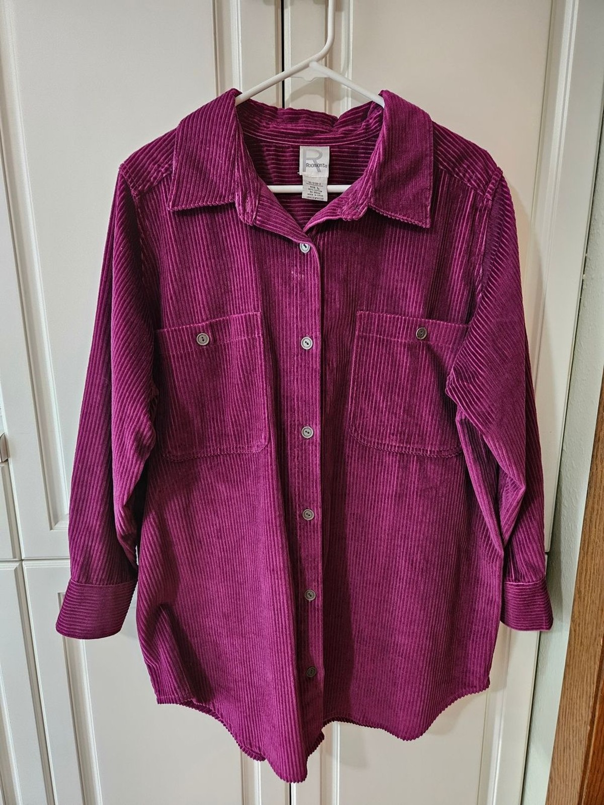 Vintage Y2k Oversized Magenta Corduroy Shacket 90s Chore Barn Jacket Eclectic