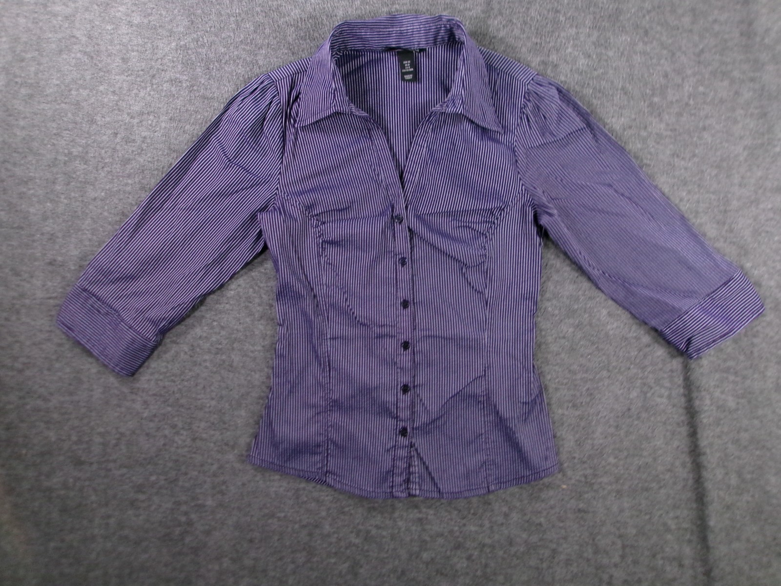 HM Top Woman 8 Purple Striped Base Layer Capsule Office Causal Preppy Day Basic