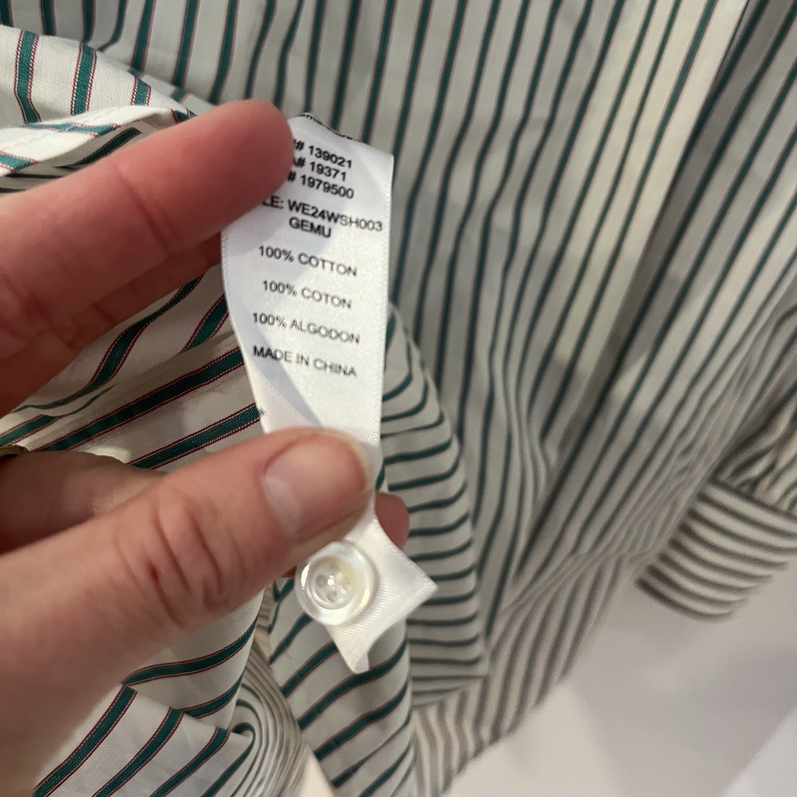 FRAME $298 Striped Cotton Oxford Size Small Pleated Back Pocket