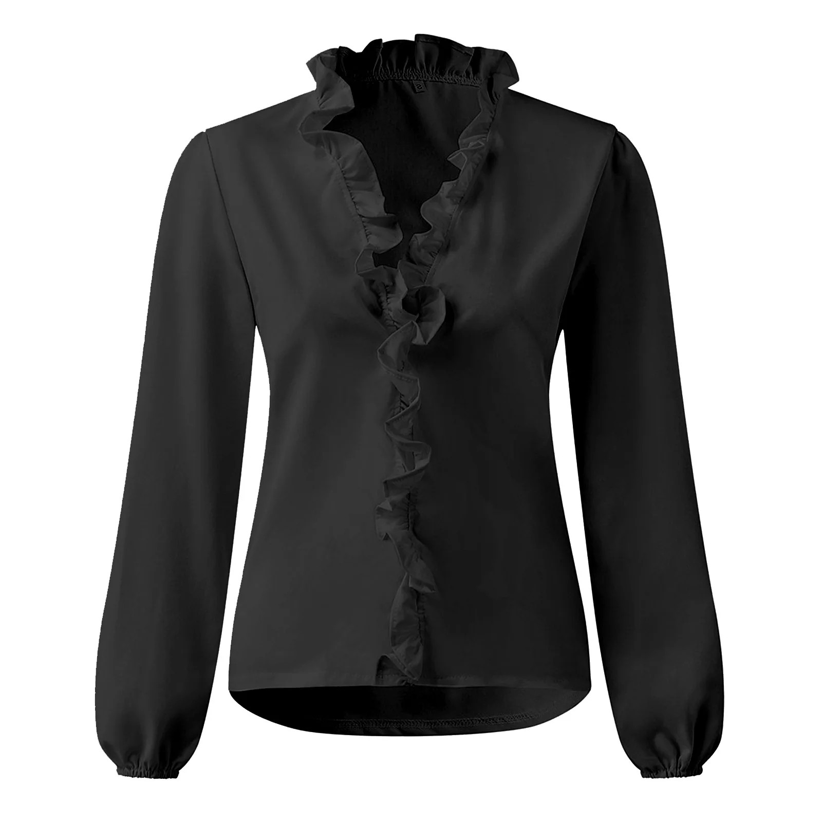 New European and American long sleeved ruffled shirt for women in spring summer