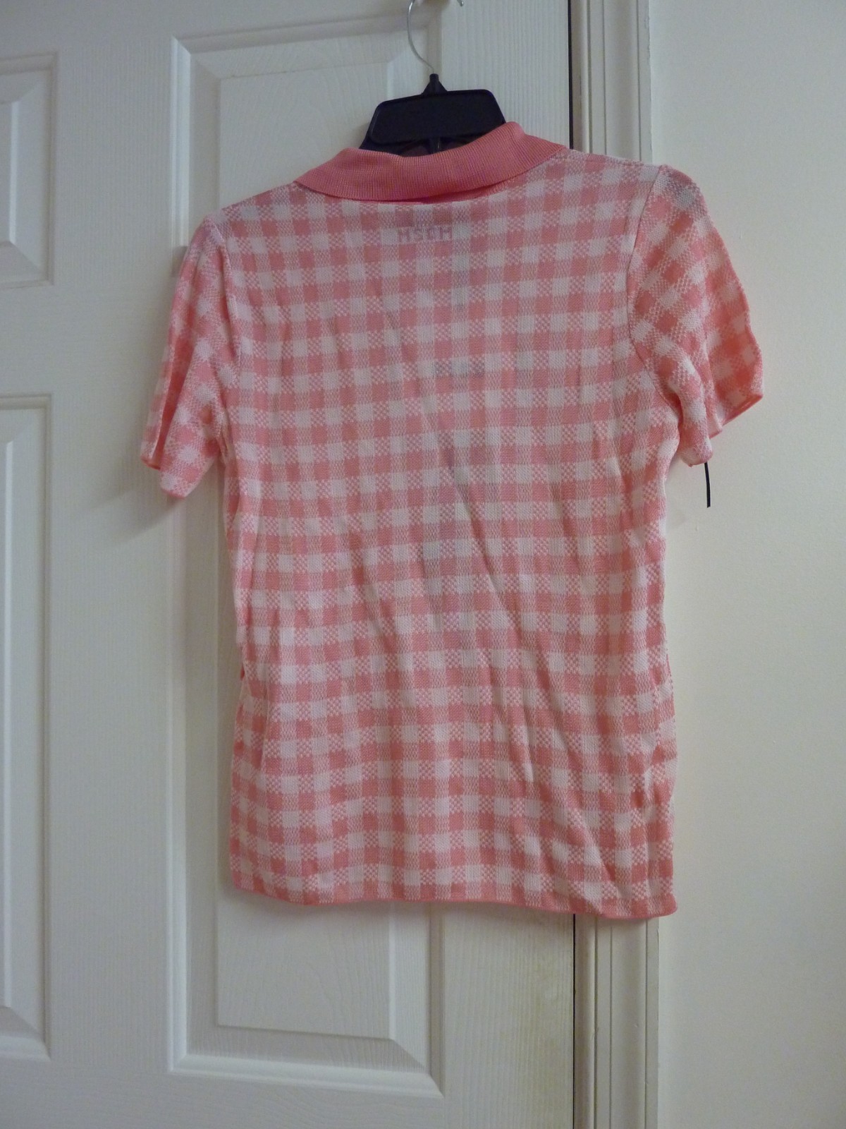 MSGM women Pink Plaid Polo Size:L $465 NWT
