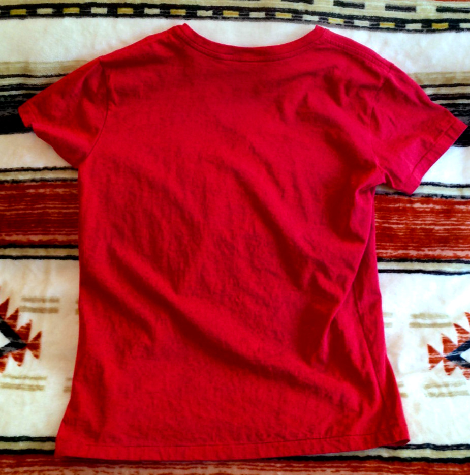 RALPH LAUREN SPORT VTG TEE SZ SMALL RED W/BLUE PONY V-NECK 100% COTTON HONDURAS