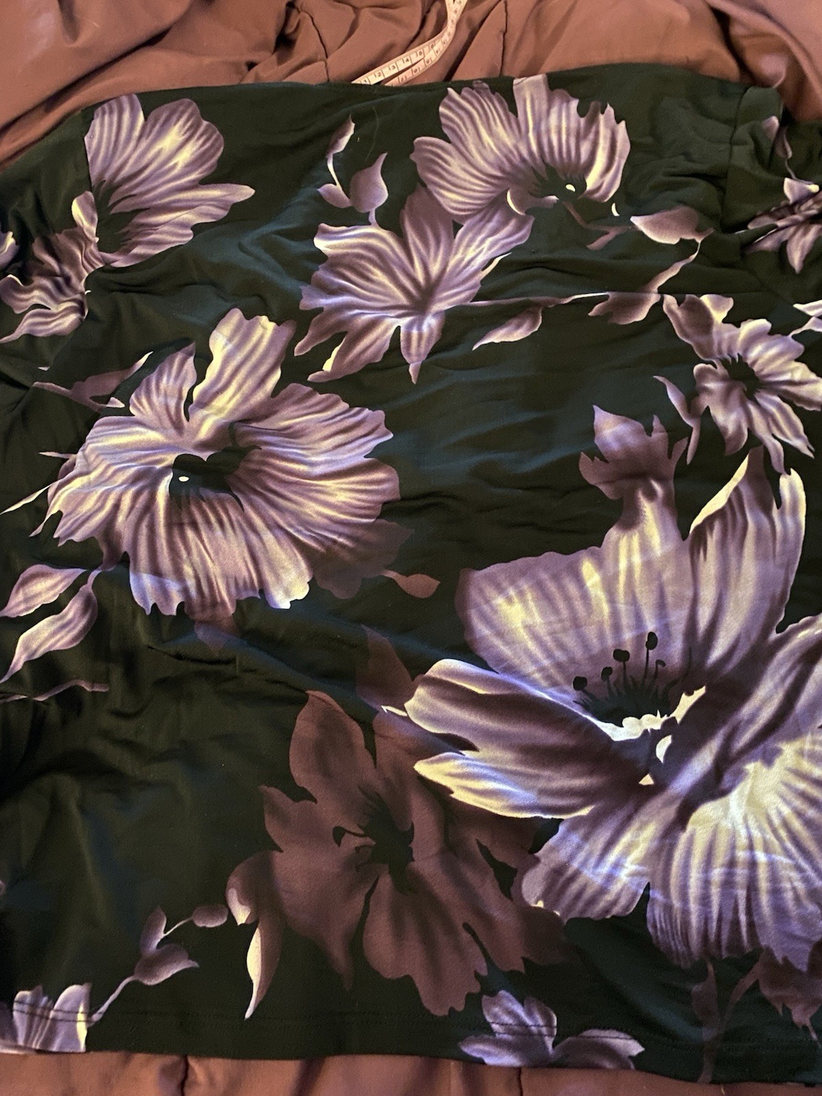 Purple And Black Floral Half Sleeve Soft Stretchy Size XL Top
