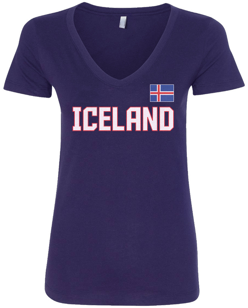 Threadrock Women’s Iceland National Team V-neck T-shirt Nordic Flag