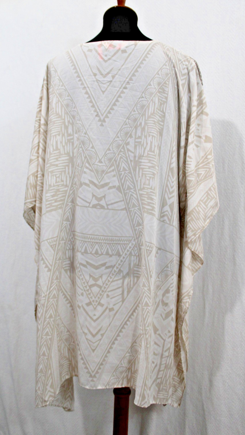 Millers Woman Sz 16 Ivory Beige Lightweight Poly Kaftan Tunic Top Studded