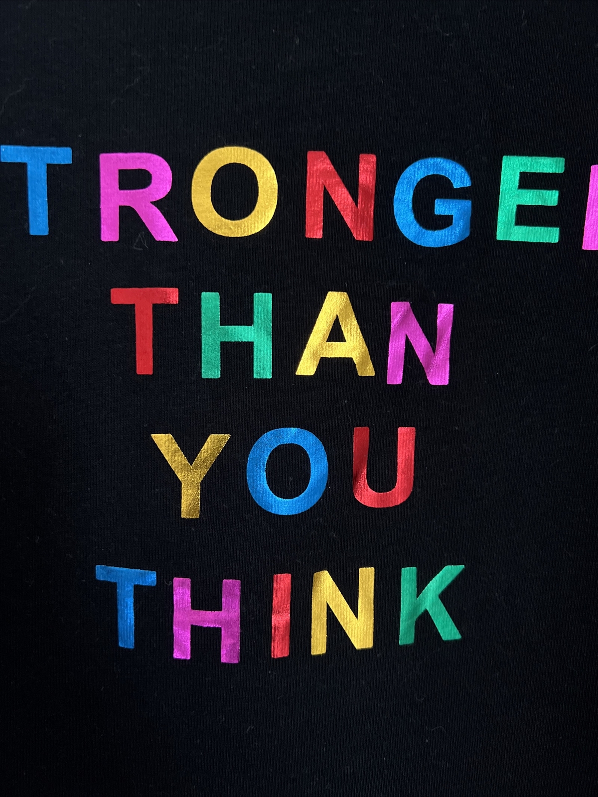 ban.do Stronger Than You Think Retro Tee, size small Black Metallic NWT $45 Gift