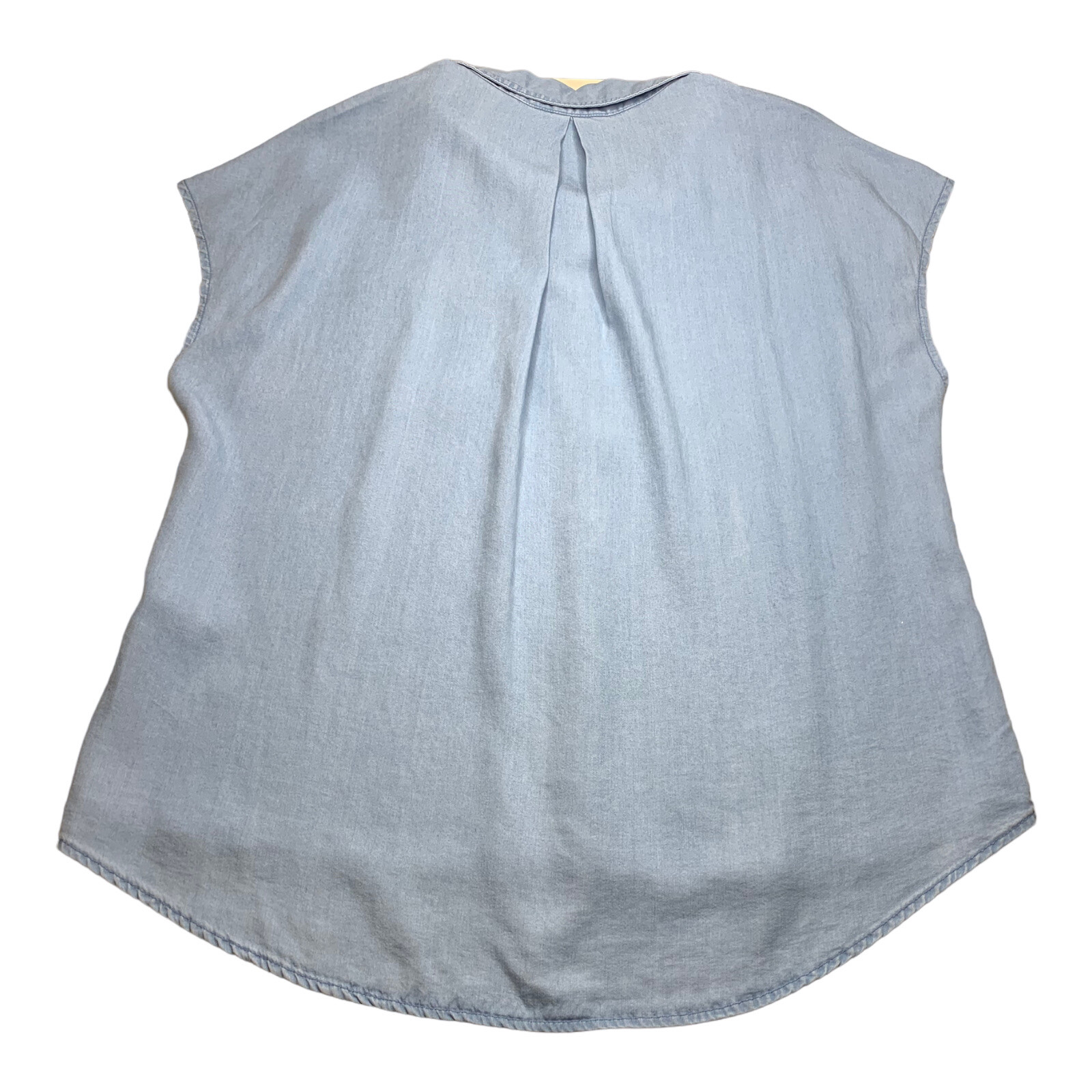 Calvin Klein Jeans NWT S Women Blue Button Up Sleeveless Colar Shirt $69 #1557D
