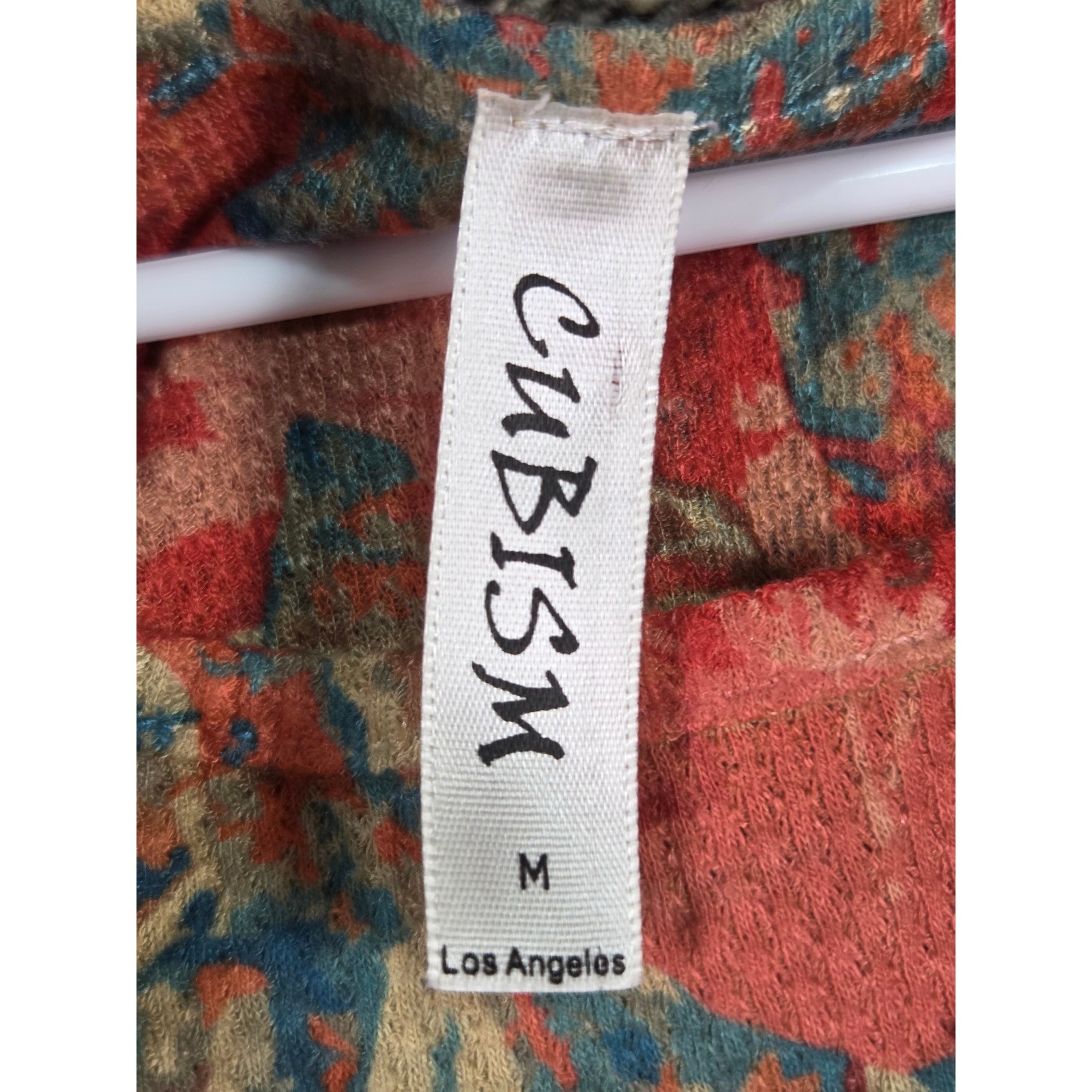 Cubism Tunic Top Womens Medium Multi-Color Abstract Print Long Sleeve B281-12867