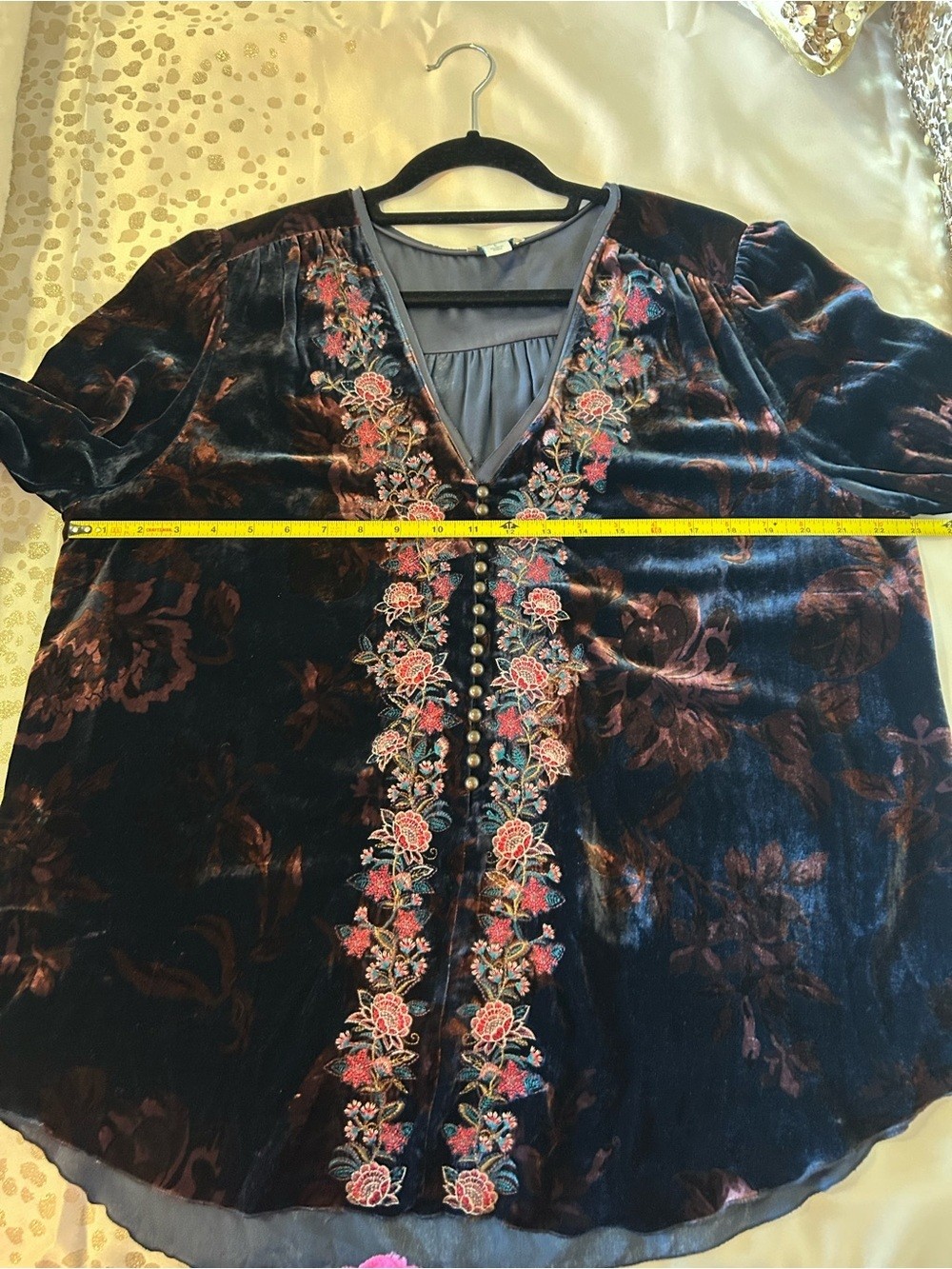 Sundance Embroidered Velvet Long Sleeve Top