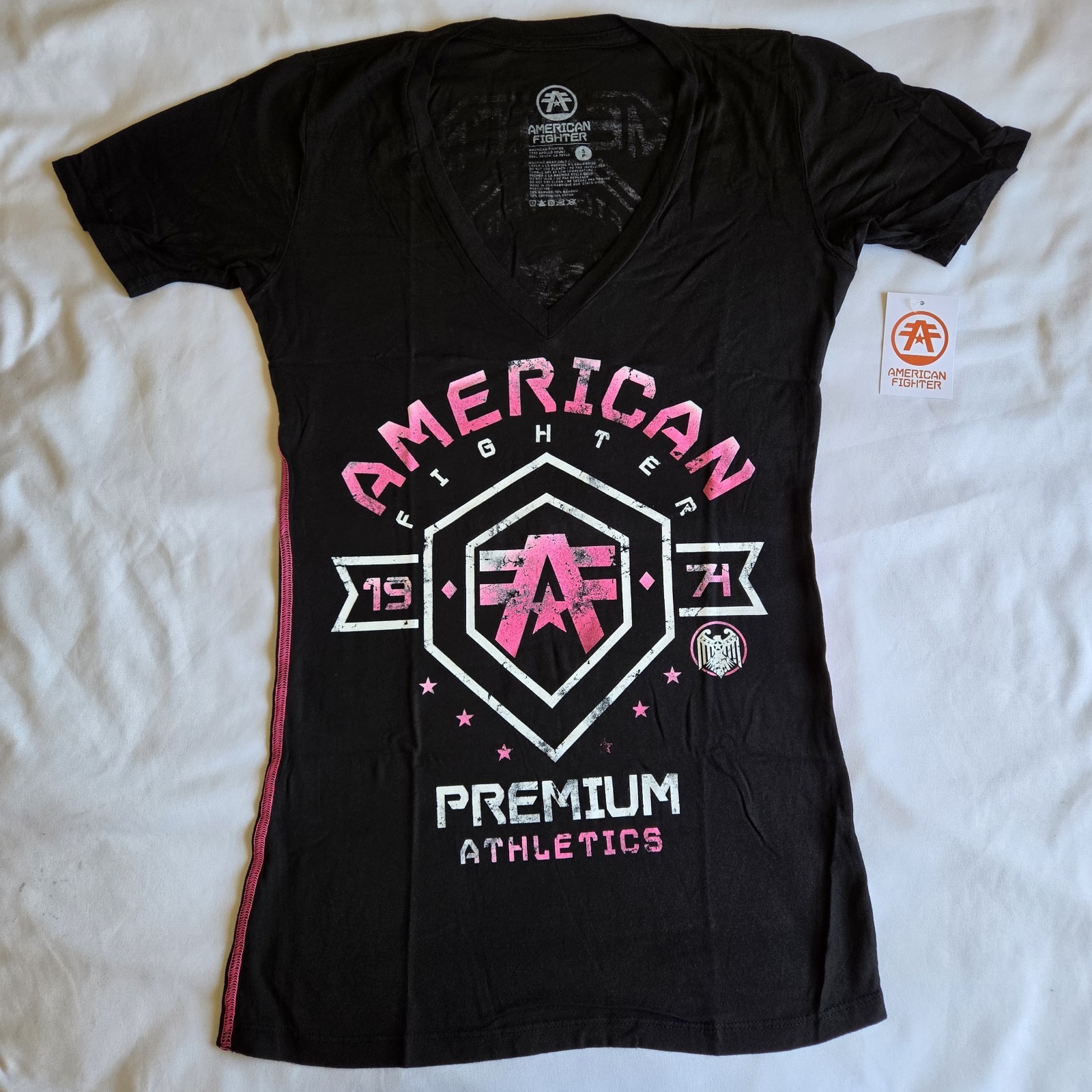 American Fighter By Affliction Arkansas Black Pink S, M, L, XL Graphic T-Shirt