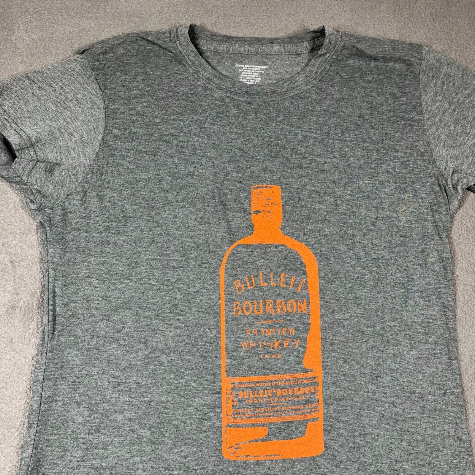 Bulleit Bourbon Whiskey Graphic T-Shirt Frontier Founder Gray Tee Size L