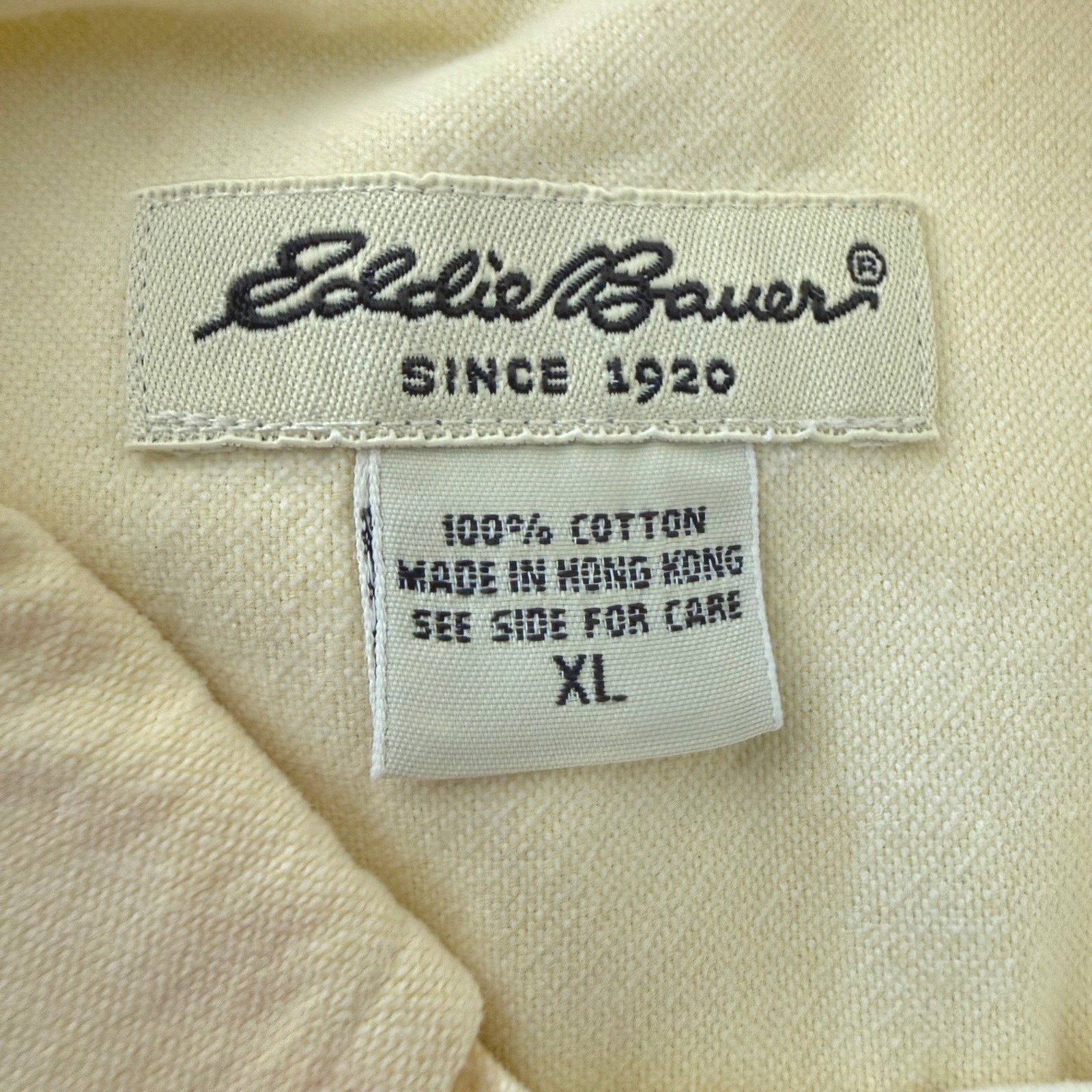 Eddie Bauer Womens XL Yellow Cotton Button Down Shirt Long Sleeve Oxford Classic