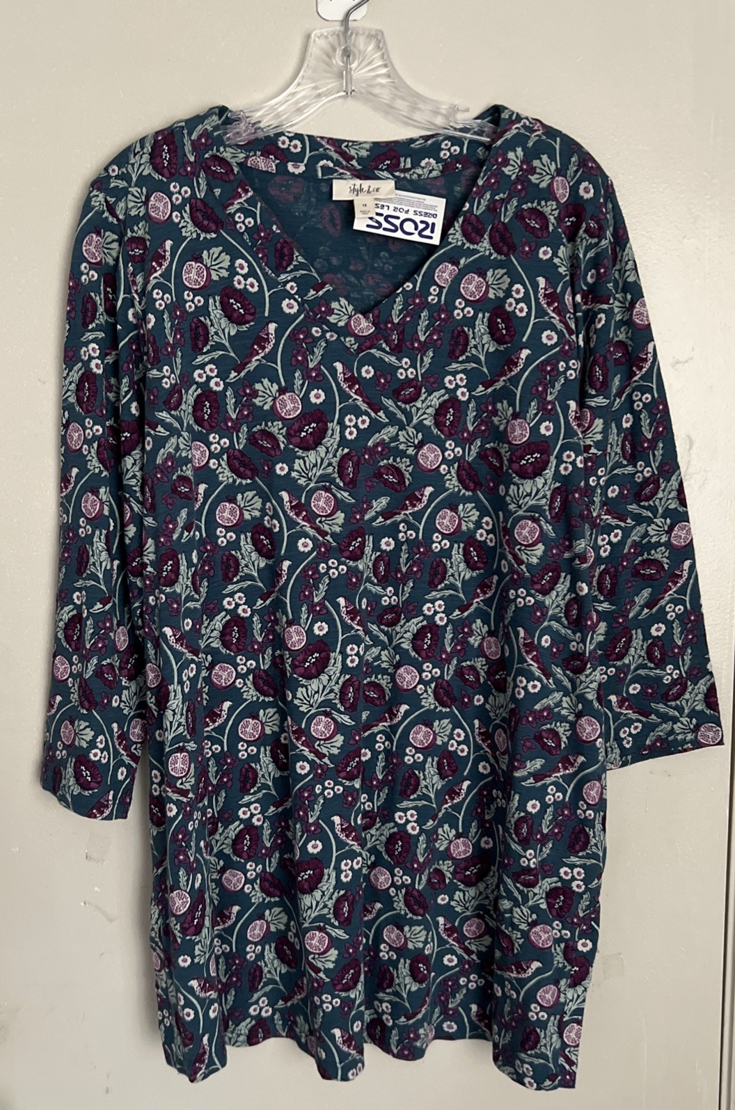 Style&Co Women’s (1X) NEW Multicolor Floral Cotton Top 3/4 SL Tunic