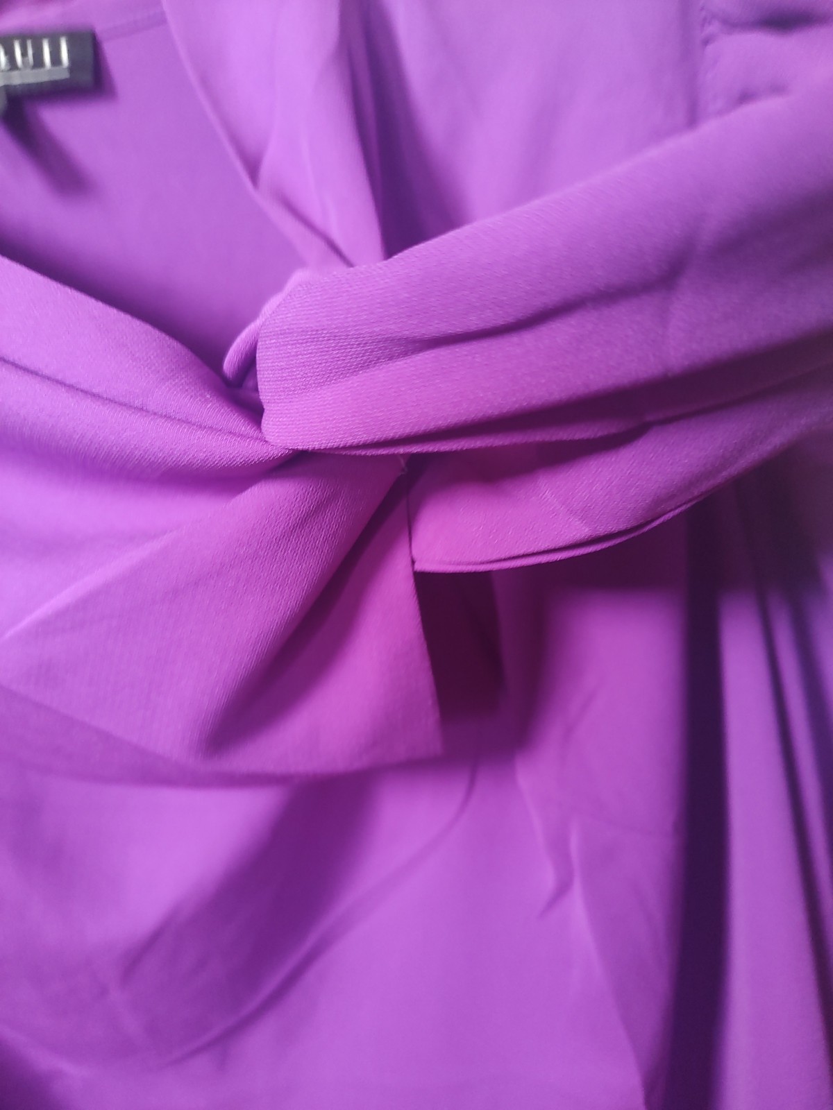 ELOQUII FRONT SIDE TIE LONG SLEEVE DRAPE PURPLE TOP, SIZE 18