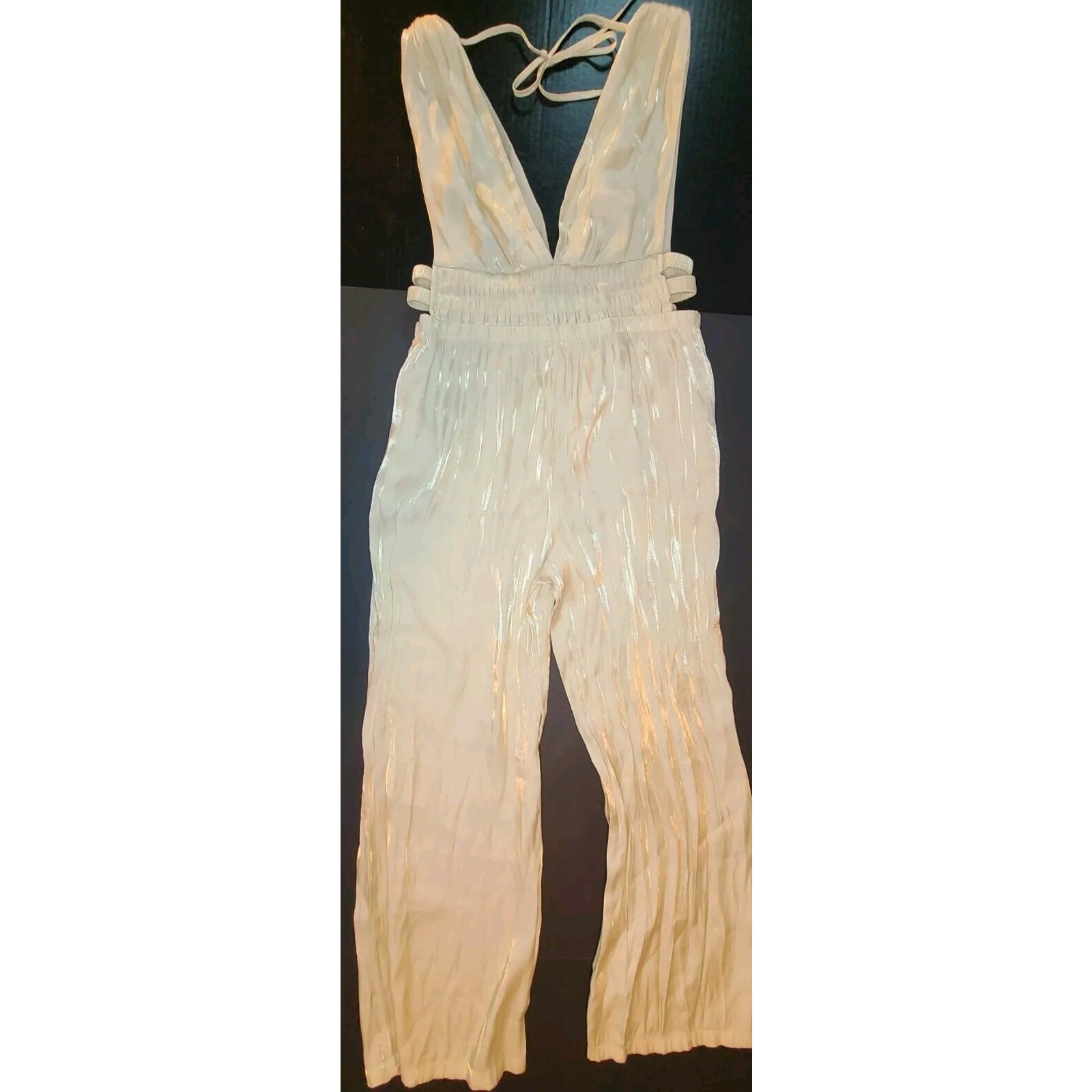 Heart & Heels Romper Champagne Halter V Neck Romper Jumpsuit Party Evening Sz 10