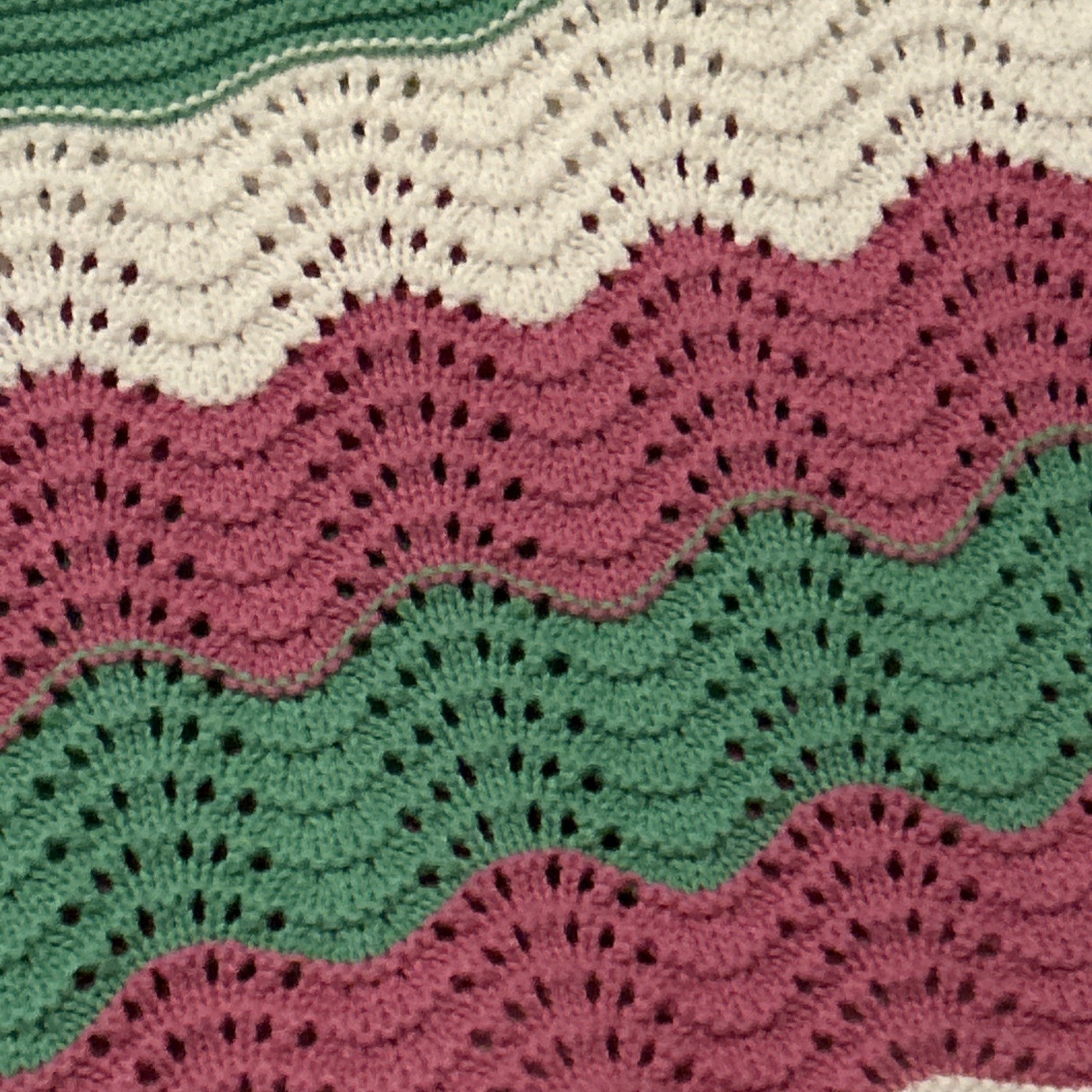 THML knit White Pink Green stripe Flutter top Size M