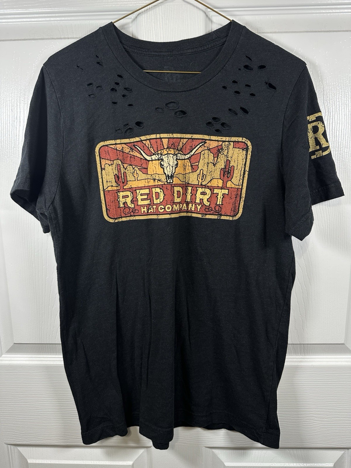 Red Dirt Hat Company Tee Black Intentional Distress🔥Women’s Sz Med