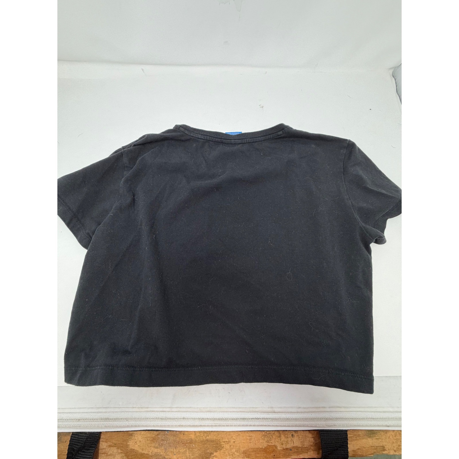 adidas Originals Women’s Black Crop Top Multi-Color Trefoil Logo Tee Size 18 L