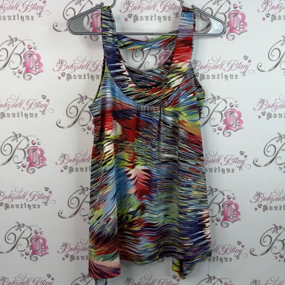 Bellina tank top rainbow abstract fairy hem Multicolor Sleeveless Women’s Top