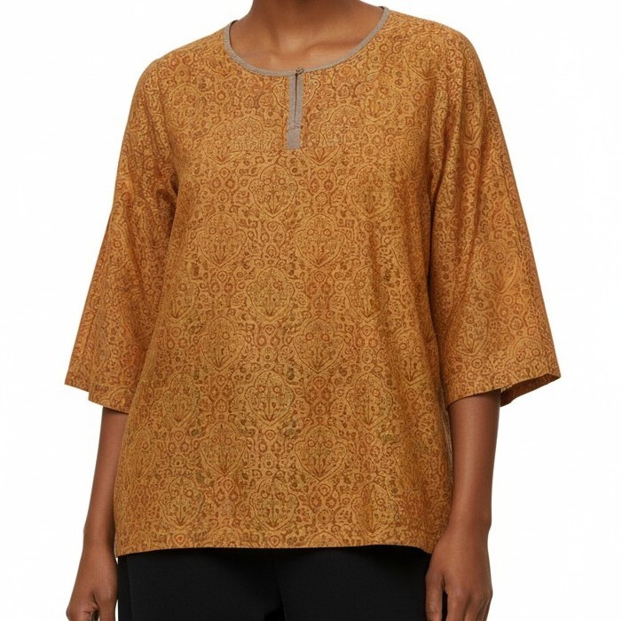 NWT Fabindia Kurta Tunic Top Women’s Small Chanderi Silk Cotton Blend Pullover