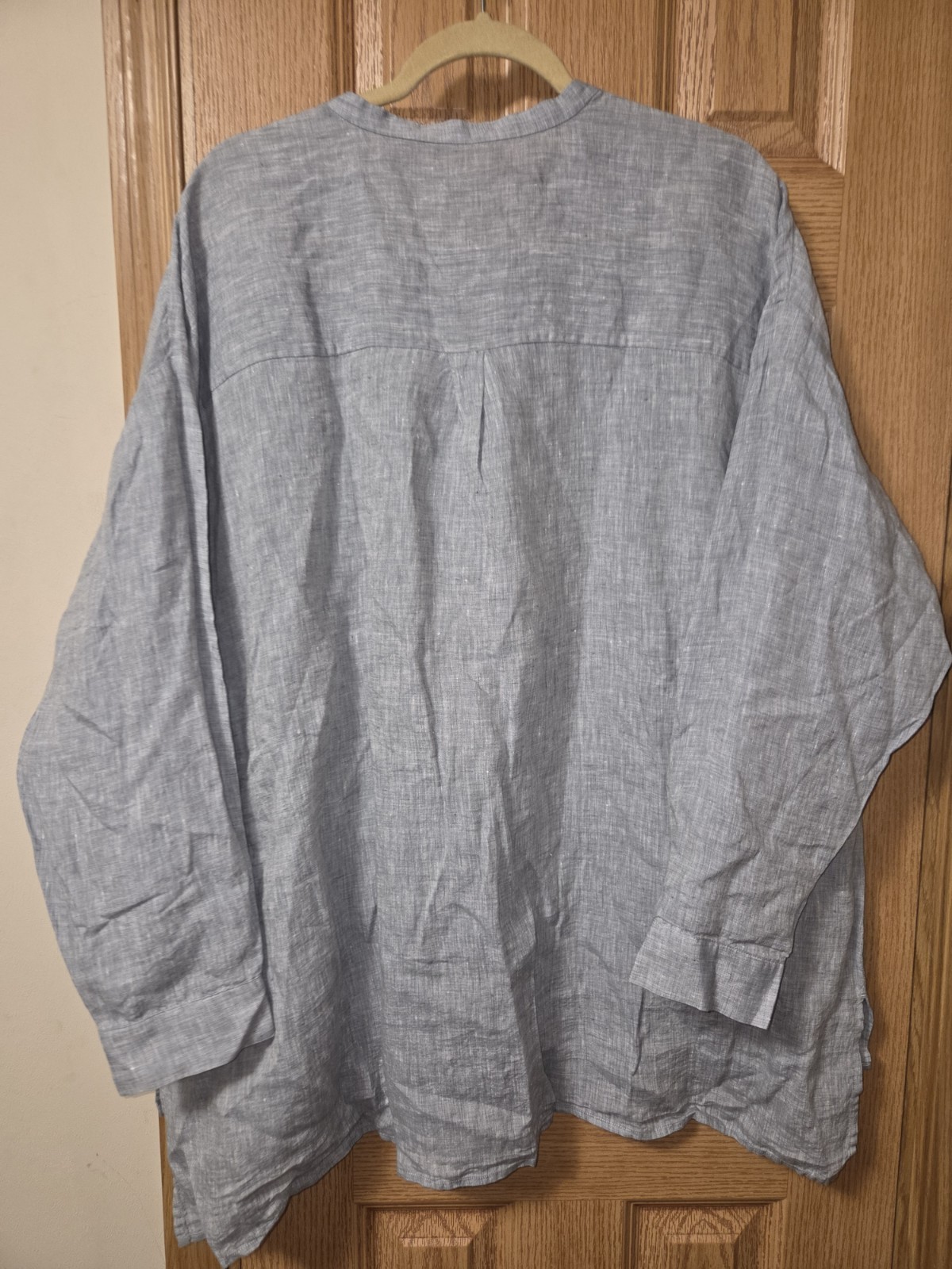 Eileen Fisher New Mandarin Collar Long Shirt Tunic Top Organic Linen Plus 2x