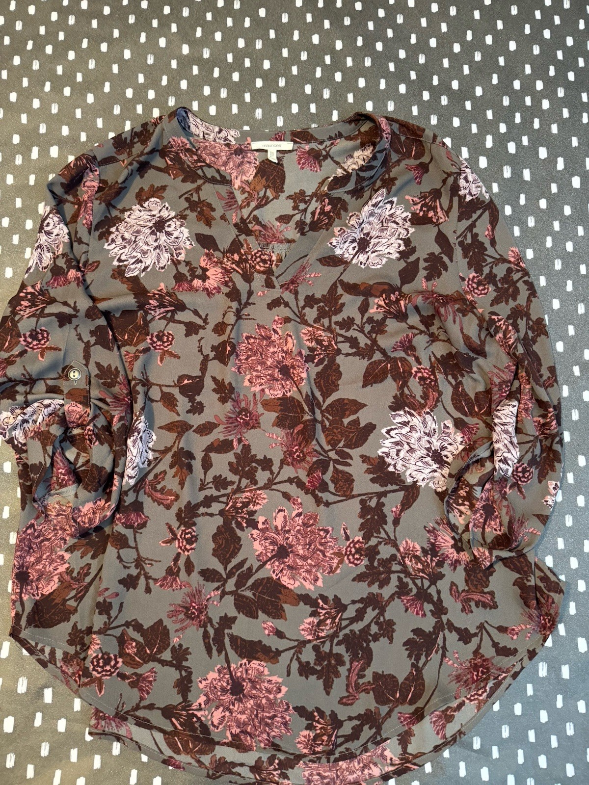 Lot of 4 Maurices Plus Size Women’s 1X Blouses Black, Gray, Floral, Sheer Ivory