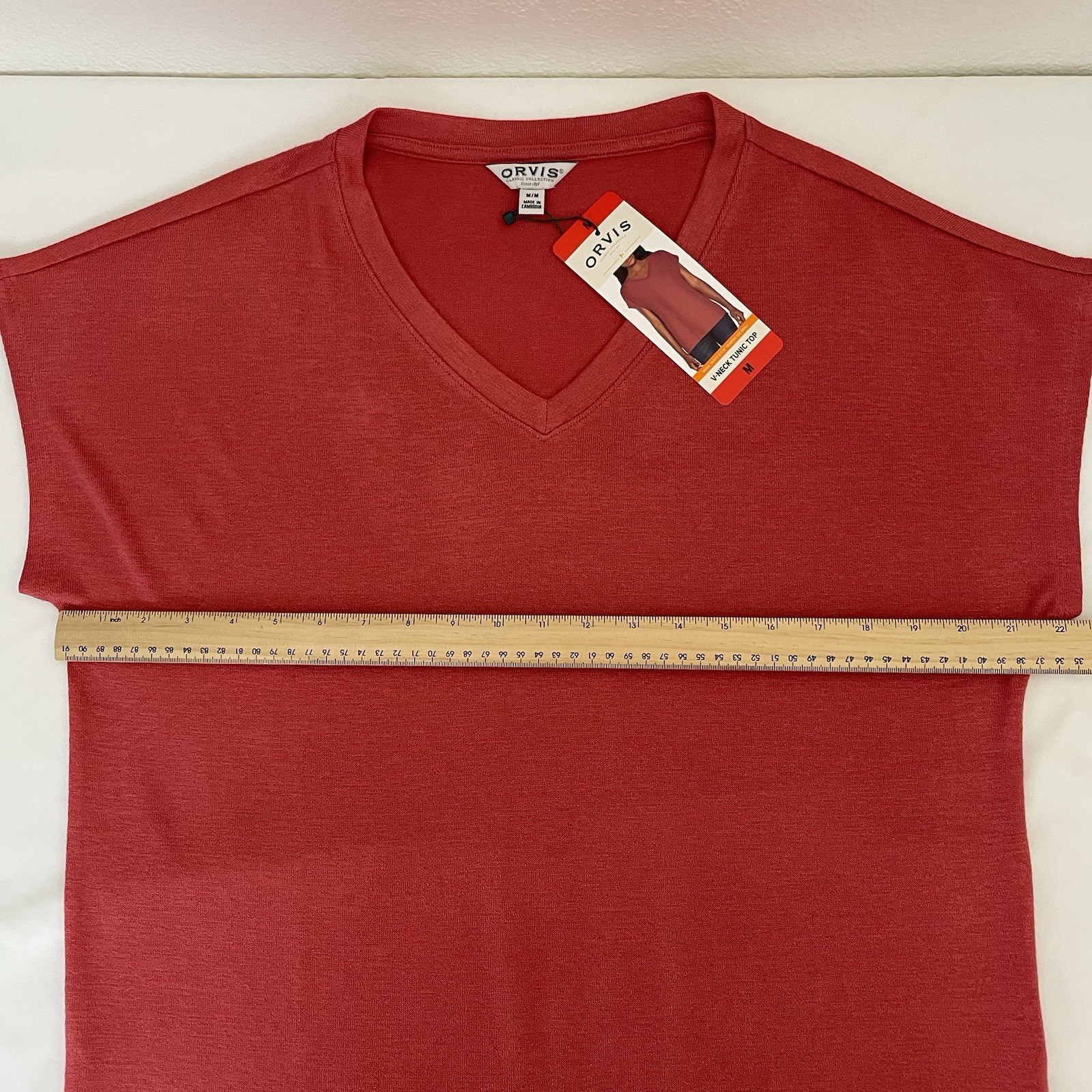 Orvis Top Womens Medium M New Orange Short Sleeve Knit NWT