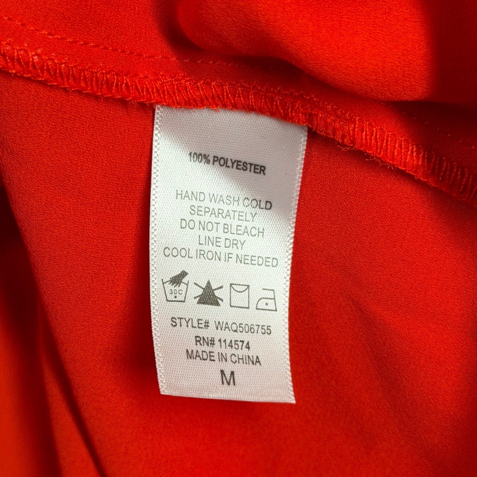 Pleione Red Faux Wrap Blouse Medium High Low Drape Top Minimalist Office Siren