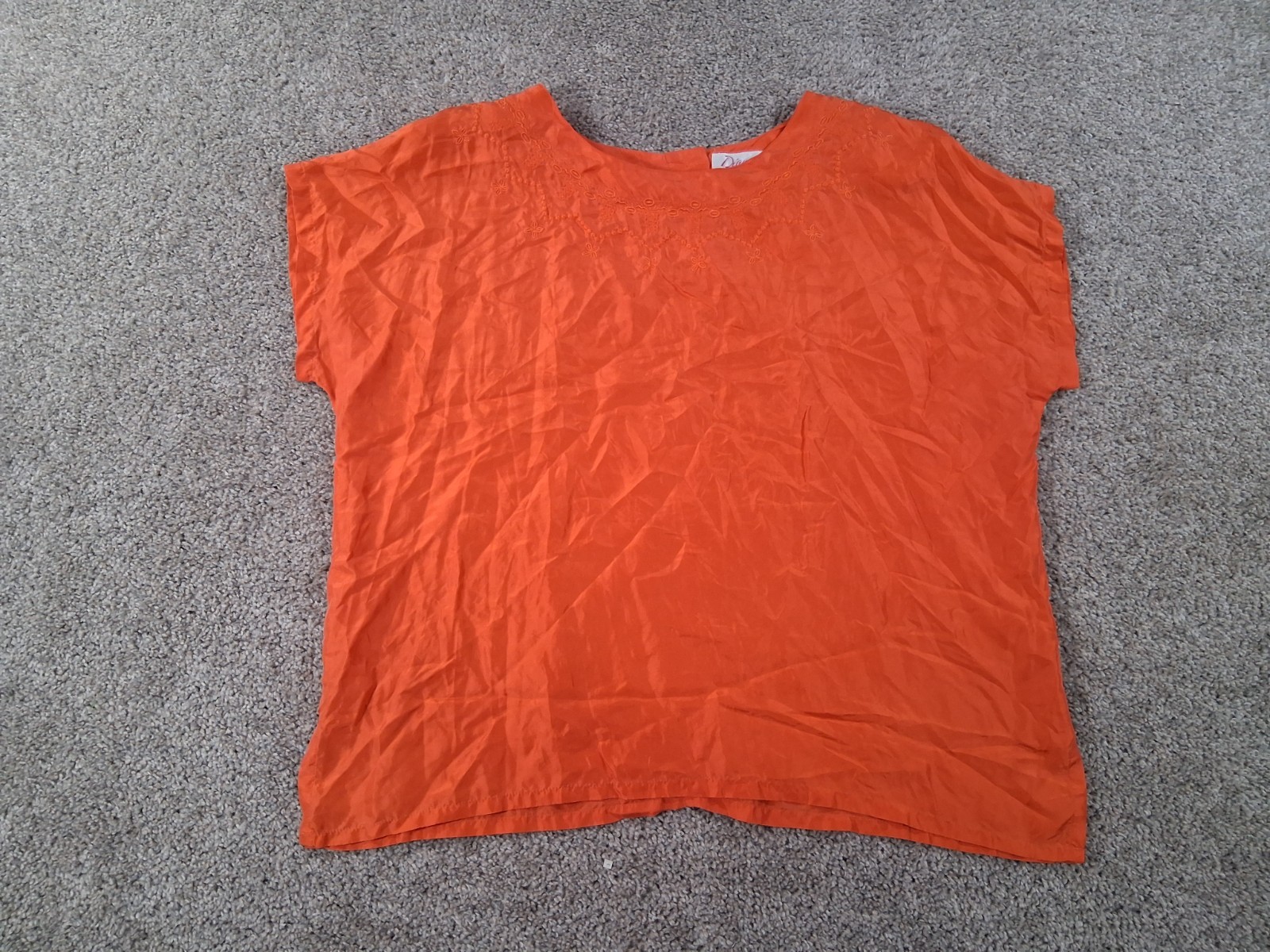 Diana Marco Womens 18 Short Sleeve Shirt Orange 100% Silk