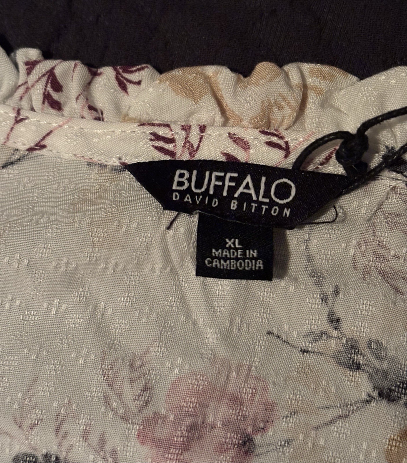 Buffalo David Bitton Floral Printed Jacquard Flutter Sleeve Blouse Size XL NWT